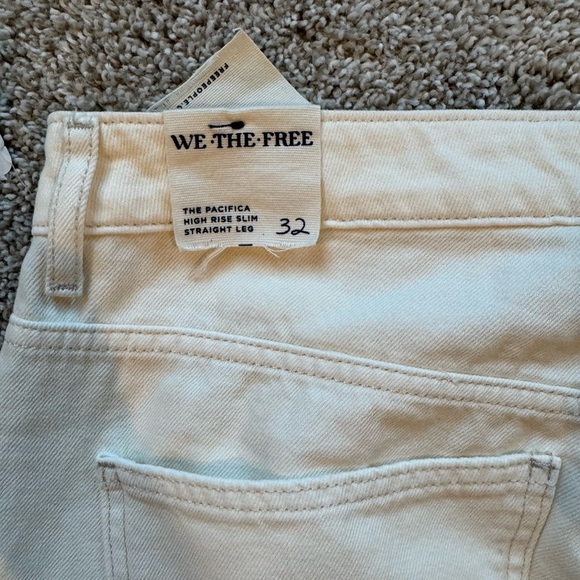 Free People jeans the Pacifica high rise slim straight jeans ivory size 32 NWT - Picture 8 of 9